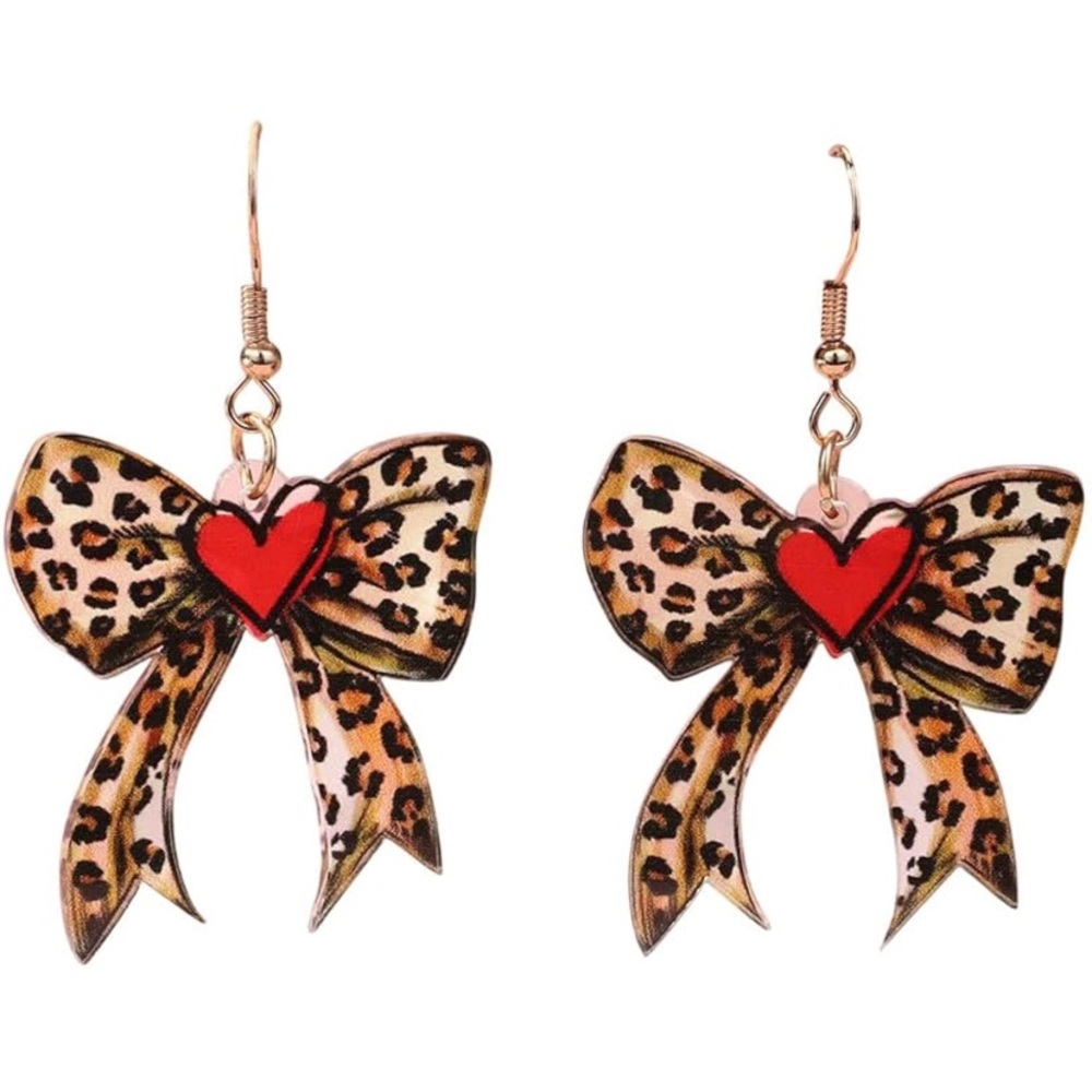 NWT No Label Leopard Bow Earrings